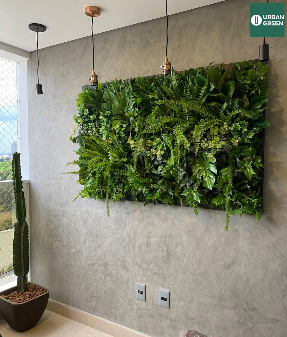 Ideias decorar apartamento alugado quadro verde artificial da Urban Green